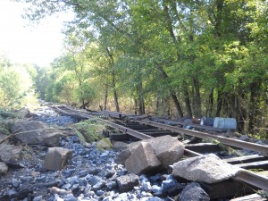 train track after flood